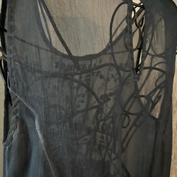 Lucky Brand Lightweight Boho Sheer Dress Woman’s Sz Small Blue See Thru - Picture 8 of 8